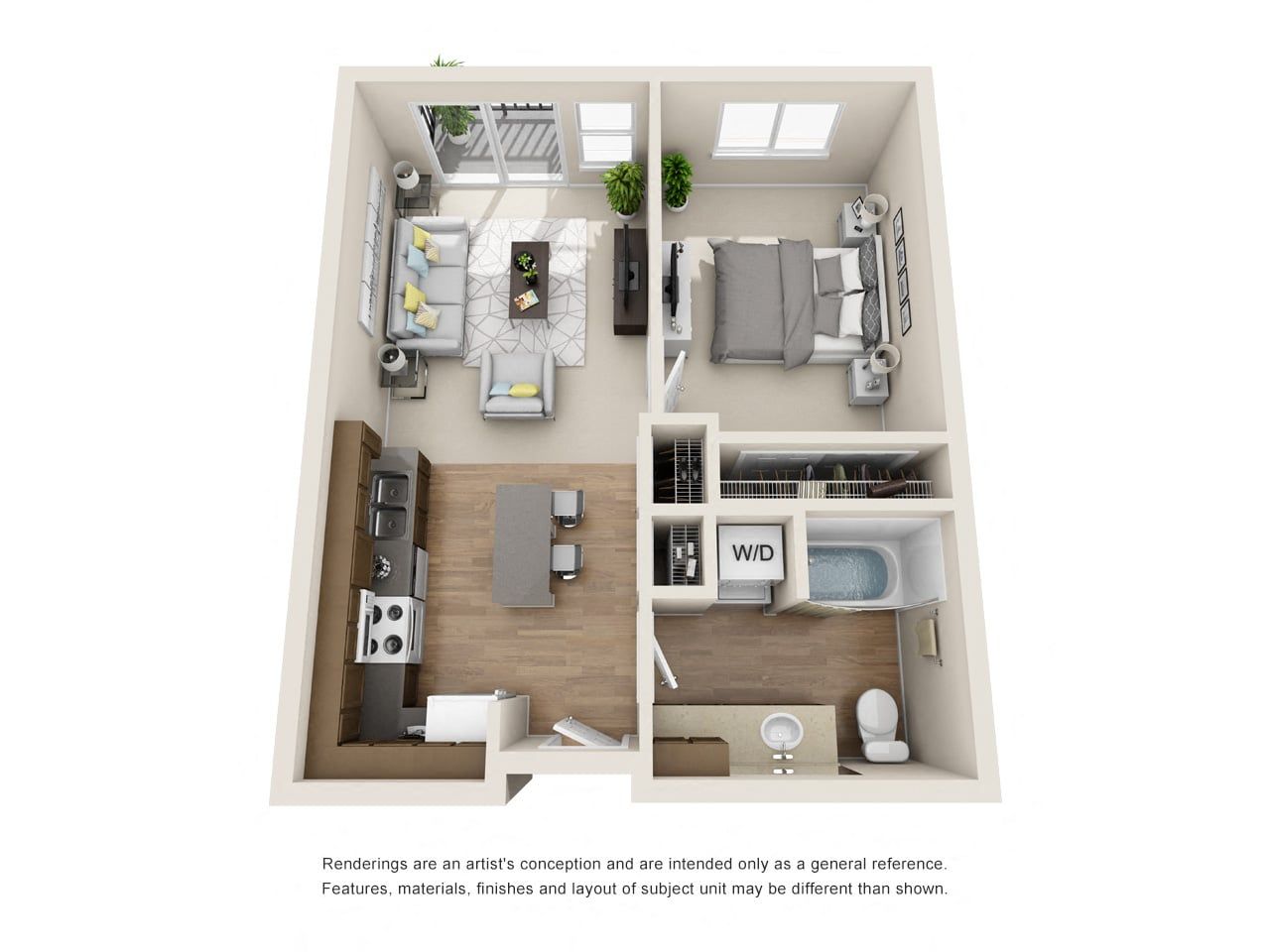 1x1 – Leonetti *income restrictions apply floor plan at Affinity at Walla Walla